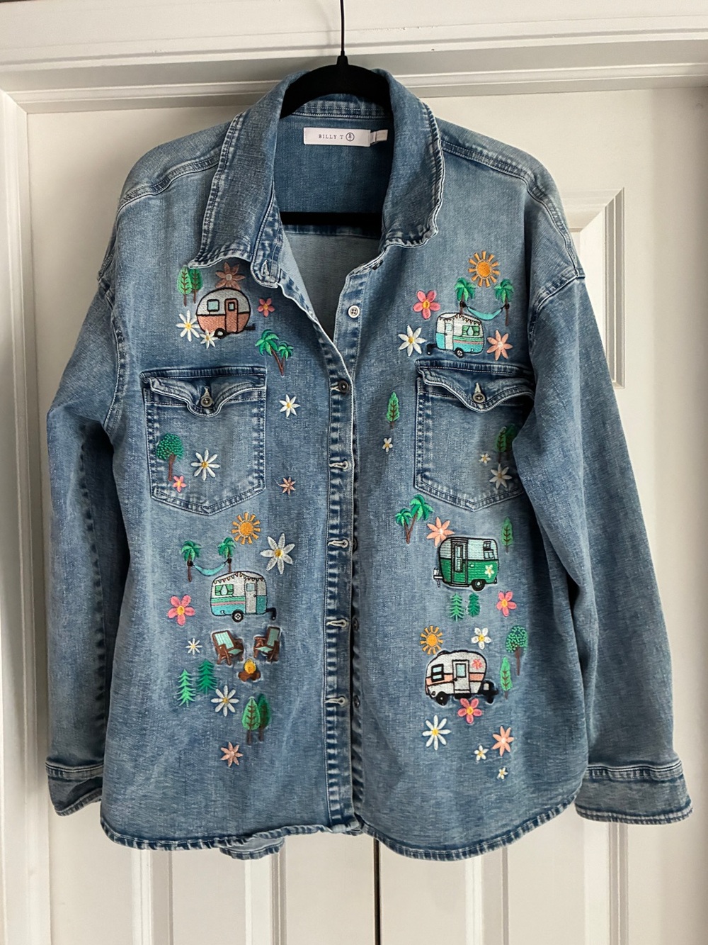 Billy T Demin Camper Embroidered Shirt size XL - Picture 5 of 11